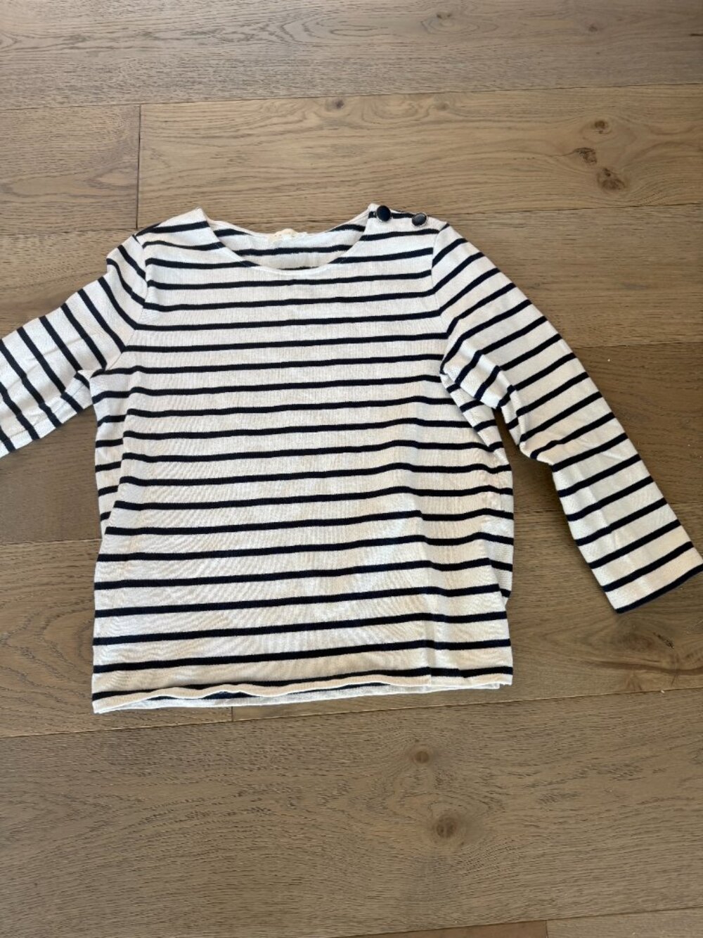 Sezane Buttoned Embellishment Striped Summer Sweater